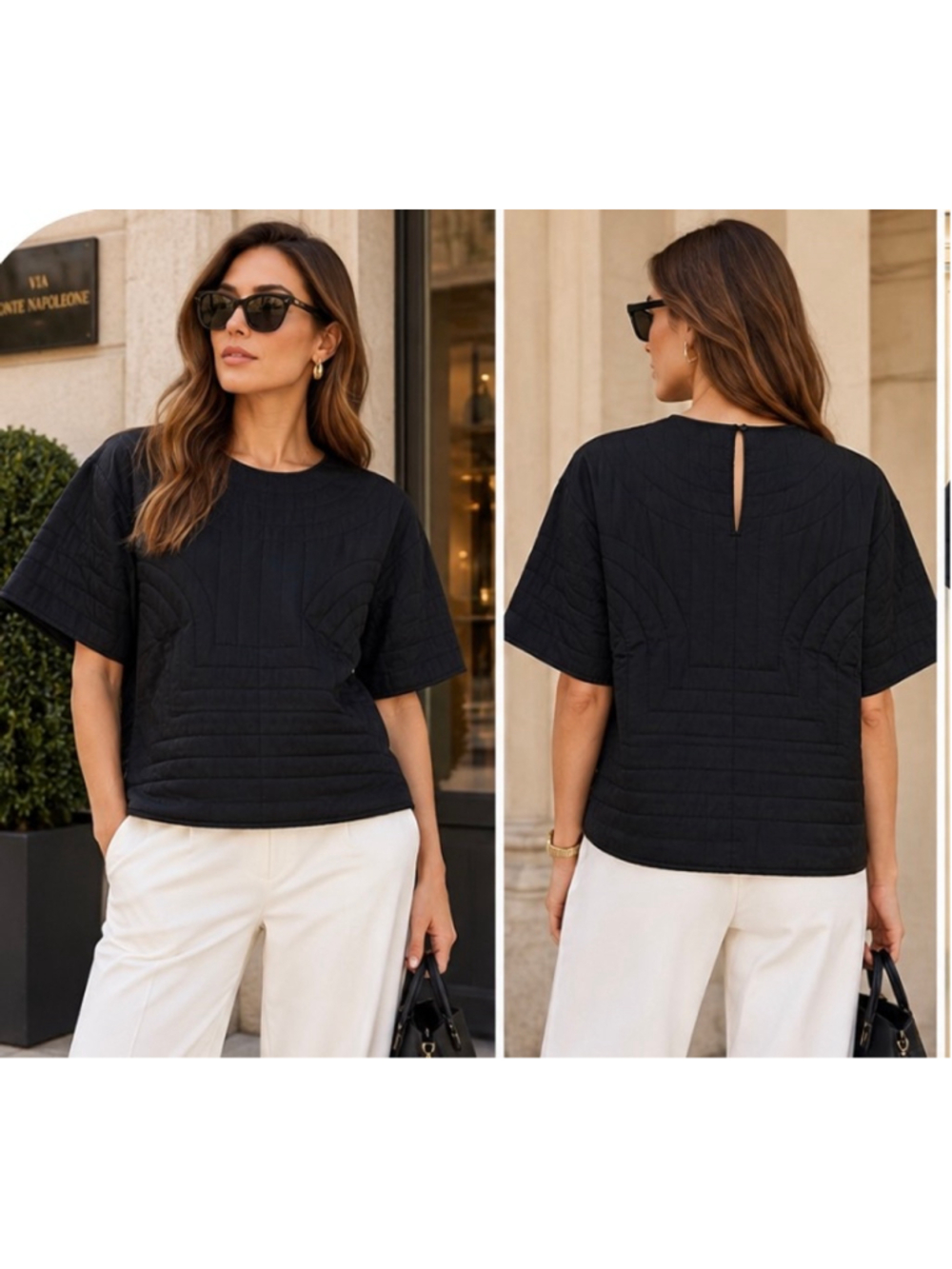 Isabel Marant Étoile Quilted Silk-Blend Top Navy Size 4 New w Tags French